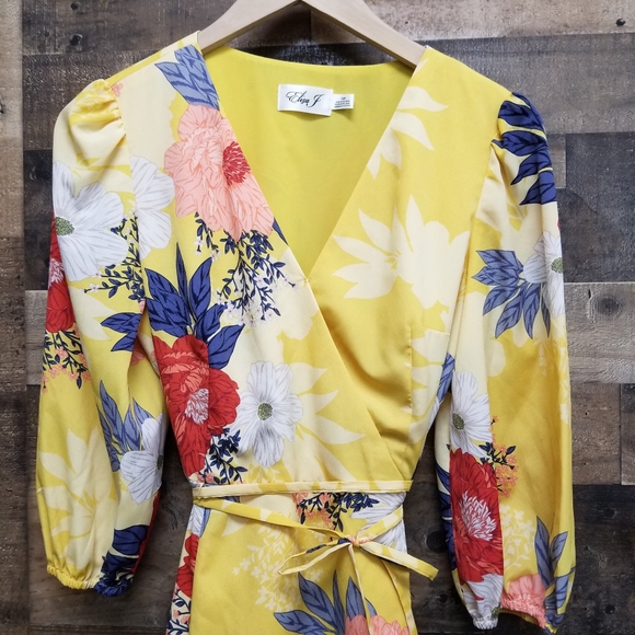 Eliza J, 10 Petite dress, yellow flowered - Picture 5 of 7